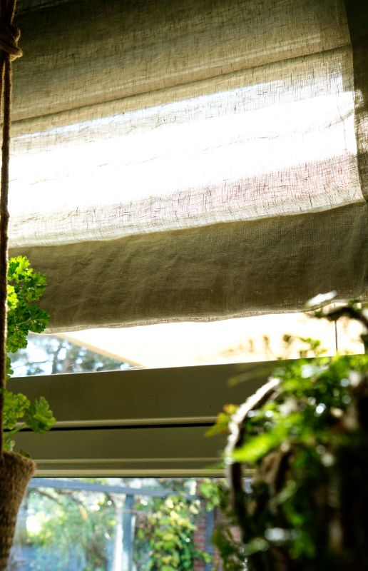 Groene inbetween vouwgordijnen.